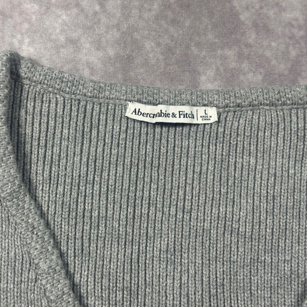 Abercrombie & Fitch Womens Gray Ribbed Knit Sweater Vest Large Preppy Collegiate - Picture 4 of 7